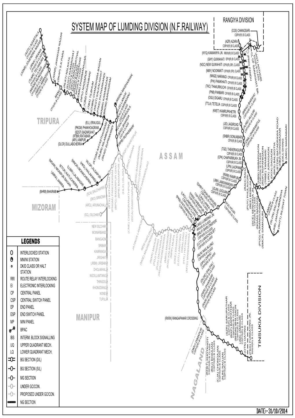 System Map of Lumding Division (N.F.Railway) (Apu) Anipur (Rtbr) Ratabari Mp/I(R) B Class (Pkgm) Phakhoagram (Bzgt) Bazarghat (Pasg) Panisagar