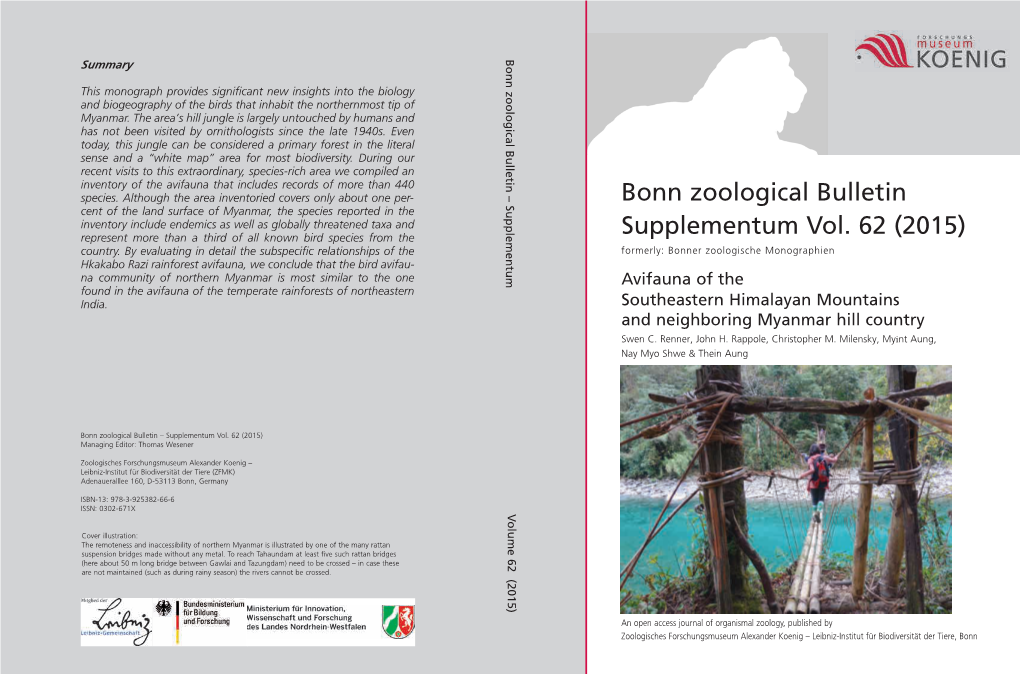 Bonn Zoological Bulletin Supplementum Vol. 62 (2015)