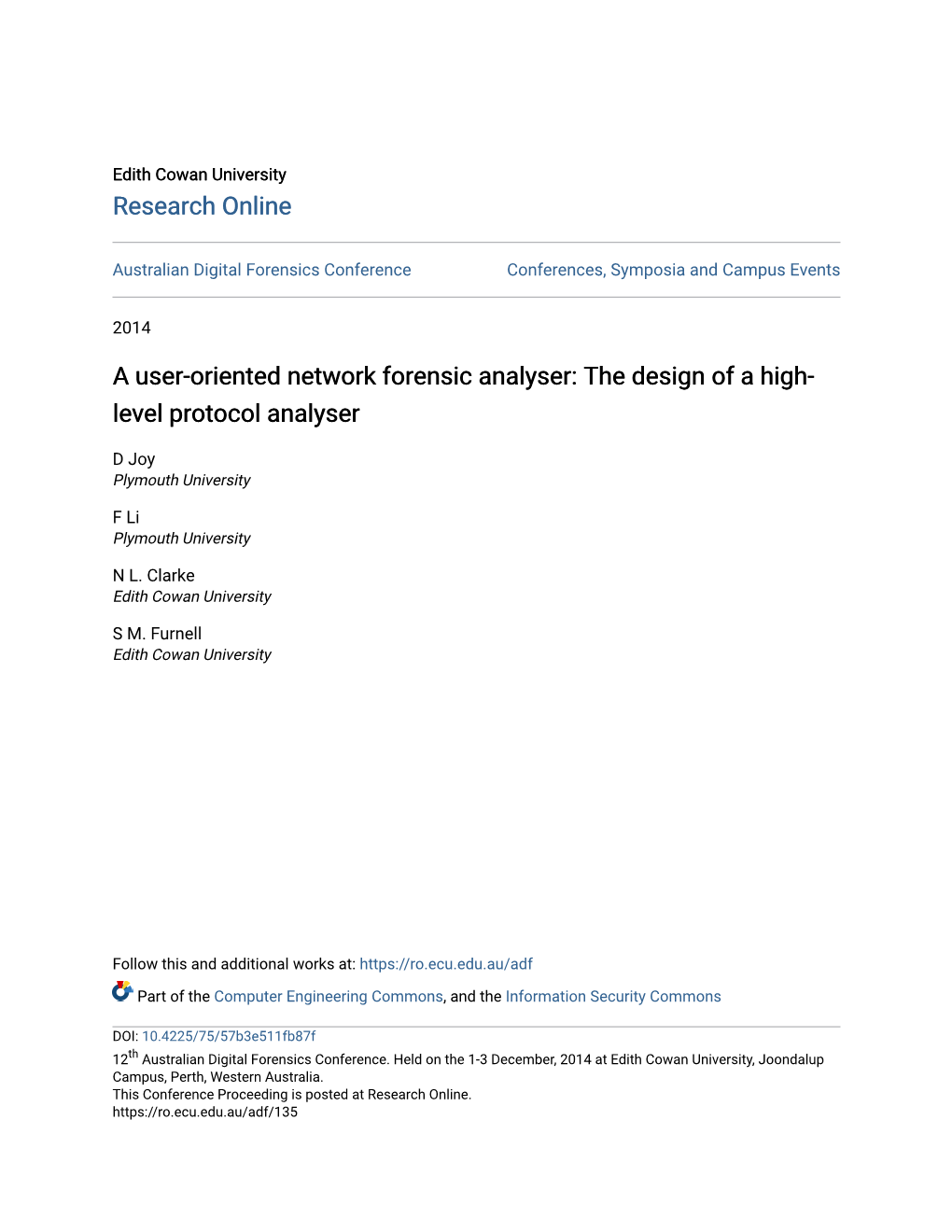 A User-Oriented Network Forensic Analyser: the Design of a High- Level Protocol Analyser