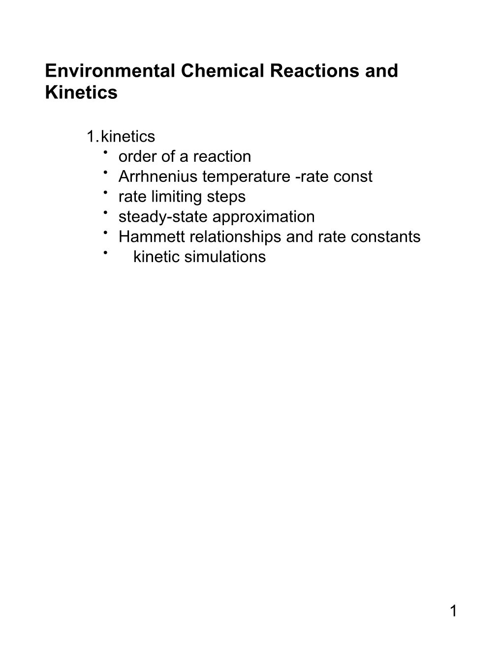 Chapter 12 Environmental Chemical Reactions and Transformations