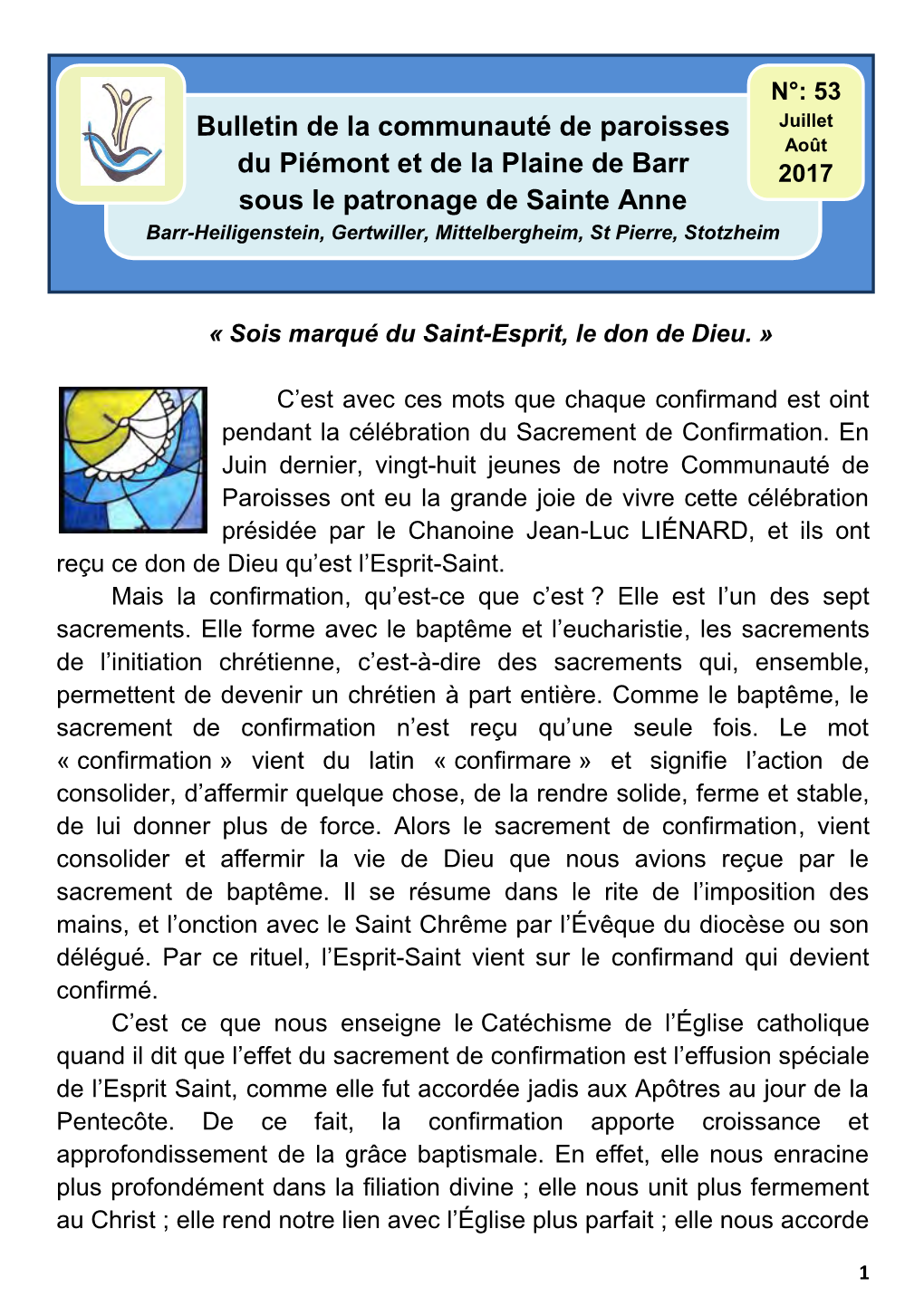 Bulletin De La Communauté De Paroisses Du Piémont Et De La