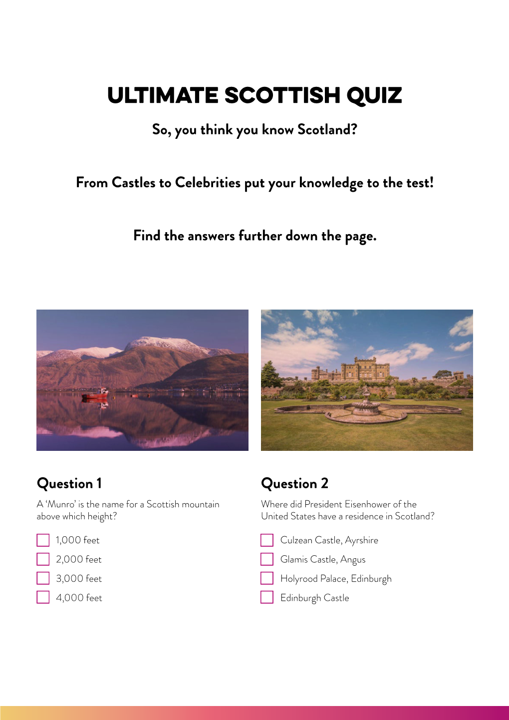 Ultimate Scottish Quiz So, You Think You Know Scotland?