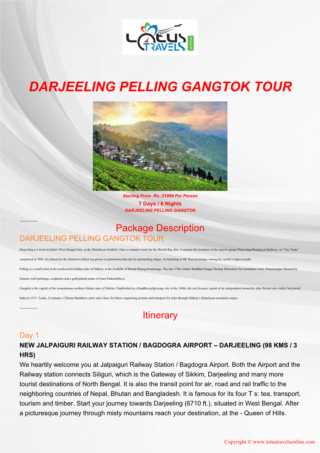 Darjeeling Pelling Gangtok Tour