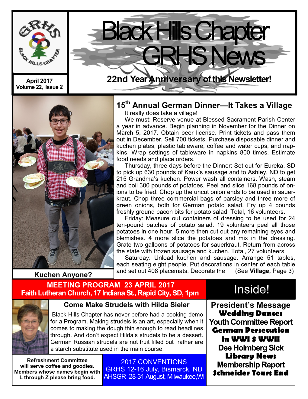 Black Hills Chapter GRHS News