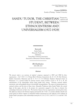 Sandu Tudor, the Christian Student, Between