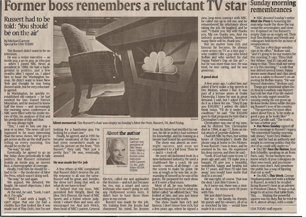 Former Boss Remembers a Reluctant TV Star I~~=::G