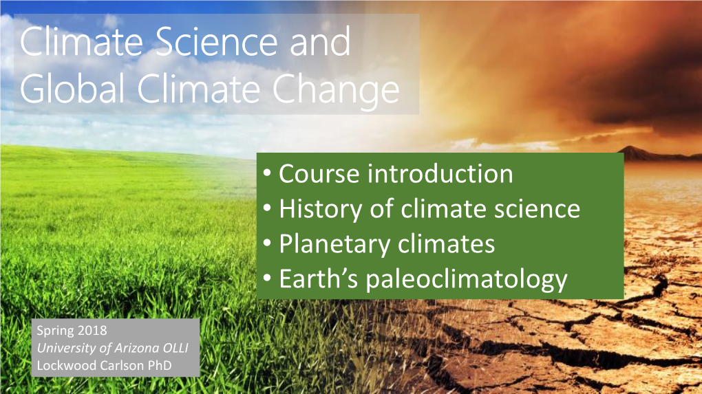 Climate Science and Global Climate Change