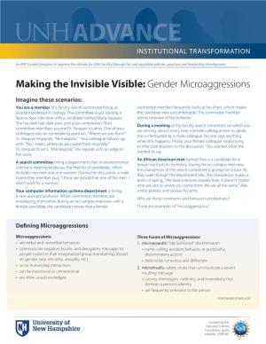 Making the Invisible Visible: Gender Microaggressions