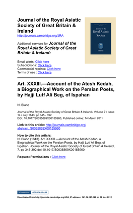 Journal of the Royal Asiatic Society of Great Britain & Ireland Art. XXXIII