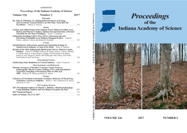 Proceedings of the Indiana Academy of Science Proceedings of the INDIANA ACADEMY of SCIENCE 2017 Volume 126 Number 2 2017 Biography Proceedings Dr