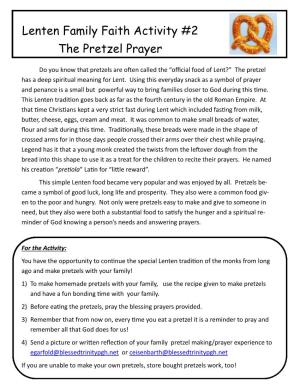 Lenten Family Faith Activity #2 the Pretzel Prayer