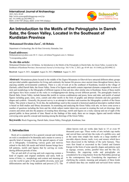 An Introduction to the Motifs of the Petroglyphs in Darreh Sabz, the Green Valley, Located in the Southeast of Kurdistan Province