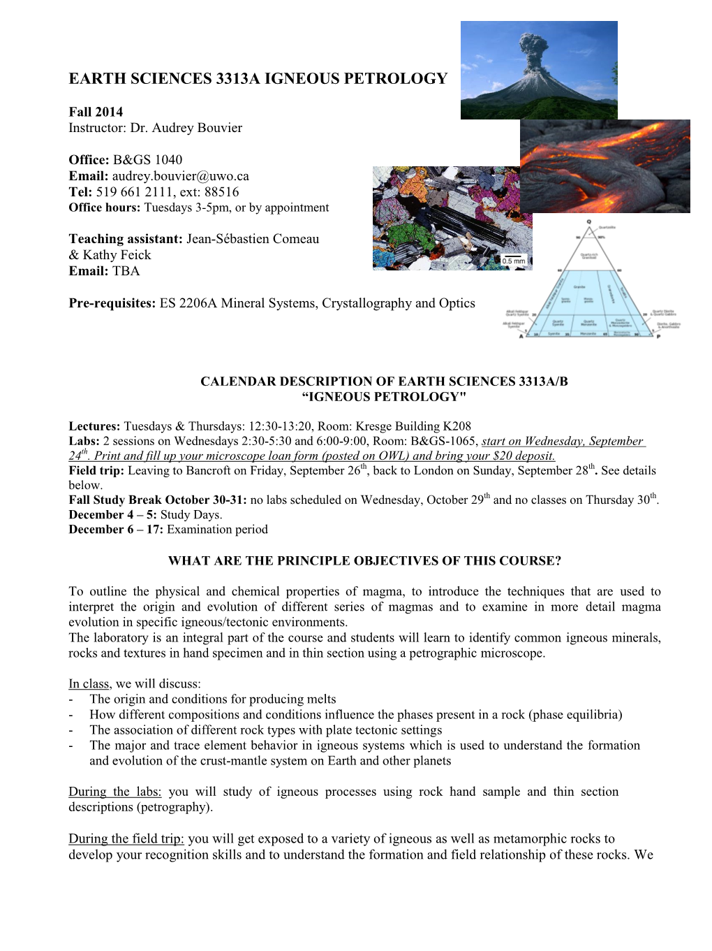 Earth Sciences 3313A Igneous Petrology