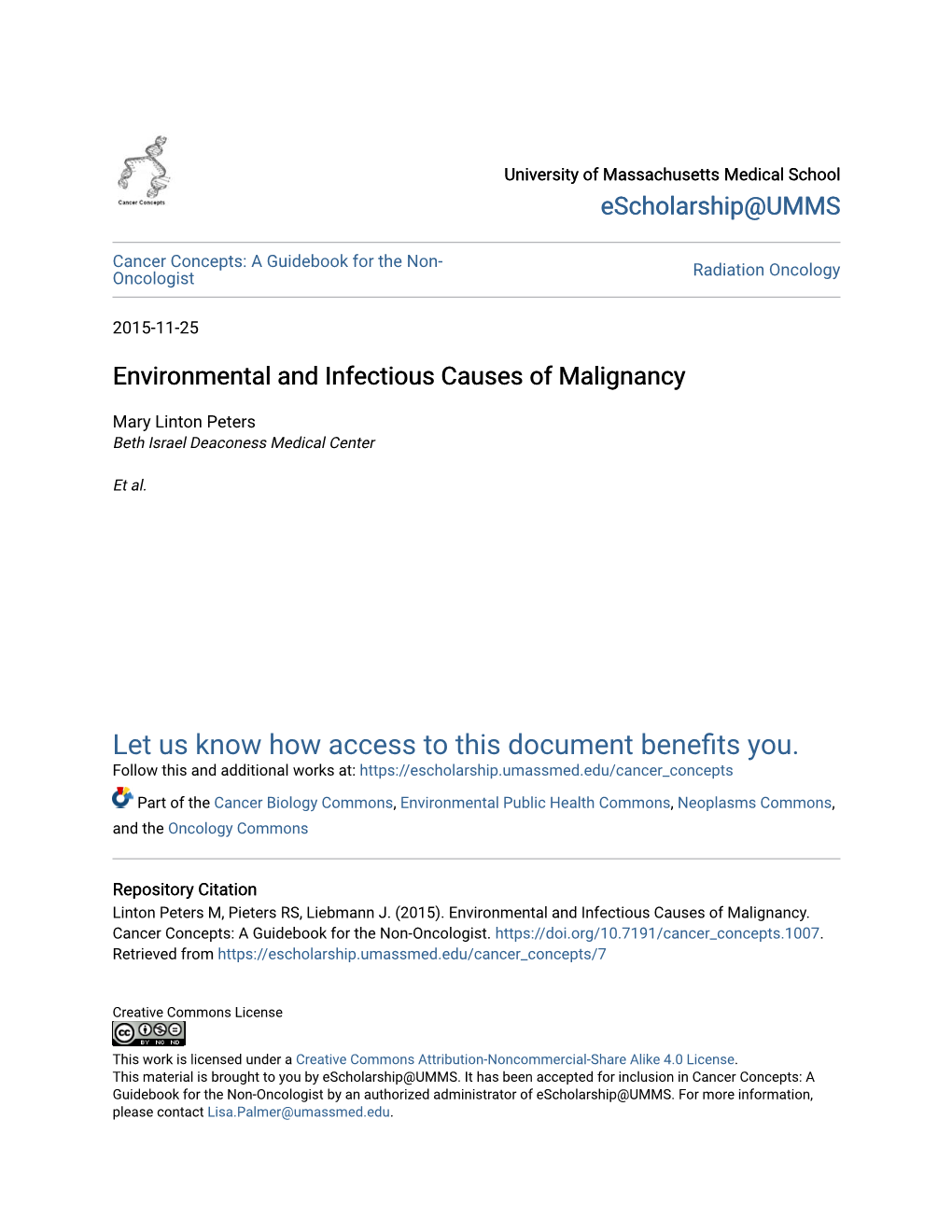 Environmental and Infectious Causes of Malignancy