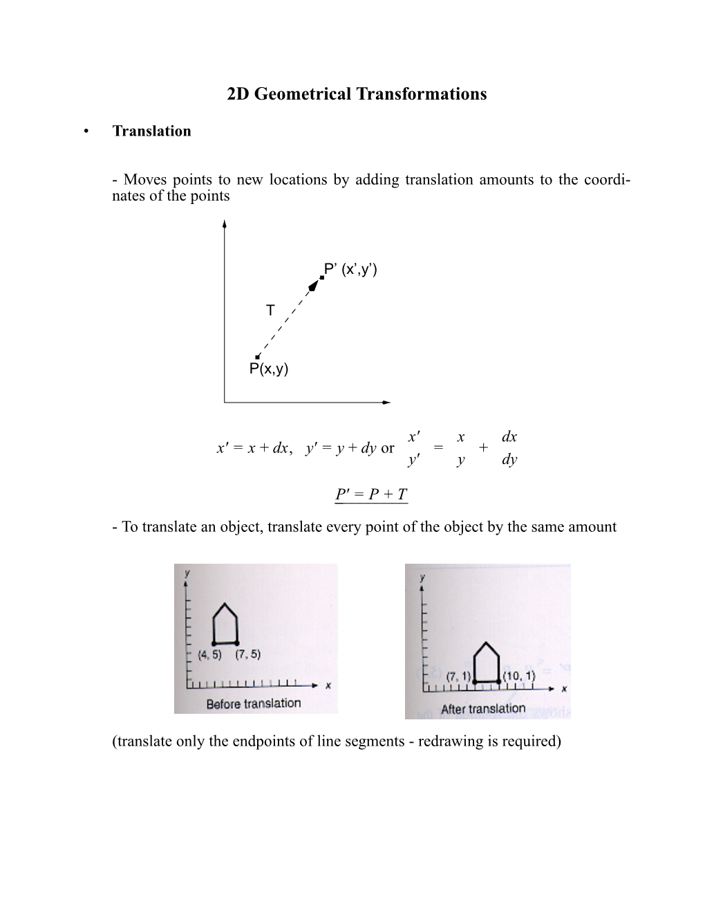 2D Geometrical Transformations