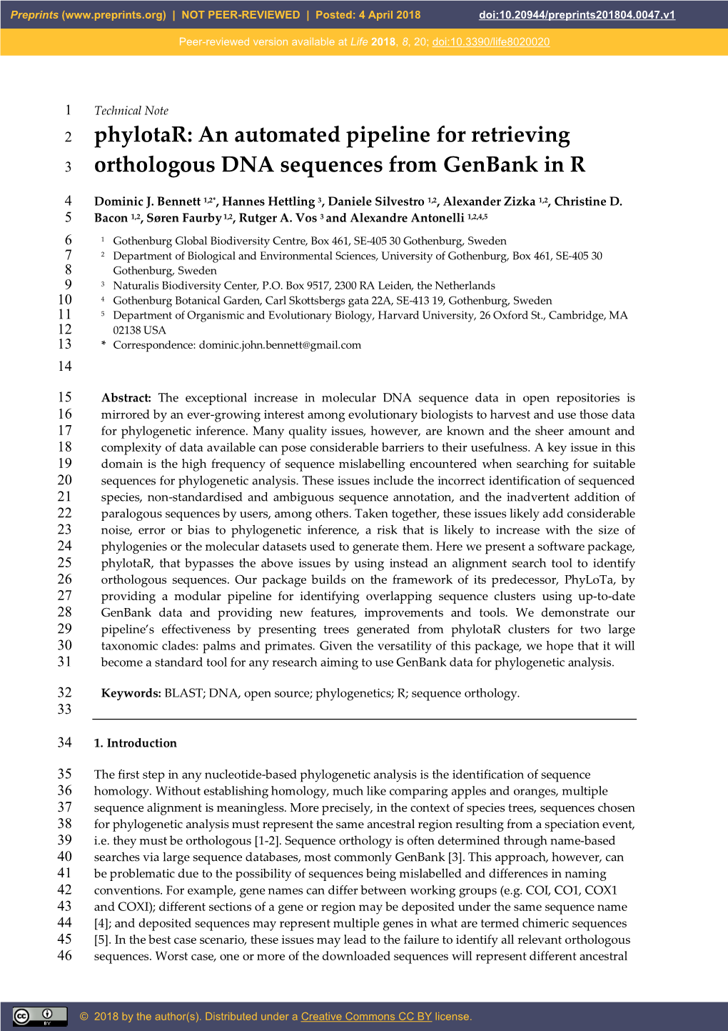 Phylotar: an Automated Pipeline for Retrieving Orthologous DNA Sequences from Genbank in R
