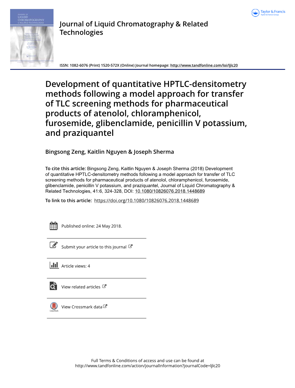 Development of Quantitative HPTLC-Densitometry Methods