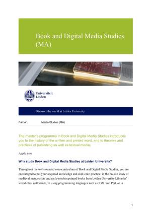 Book and Digital Media Studies (MA)