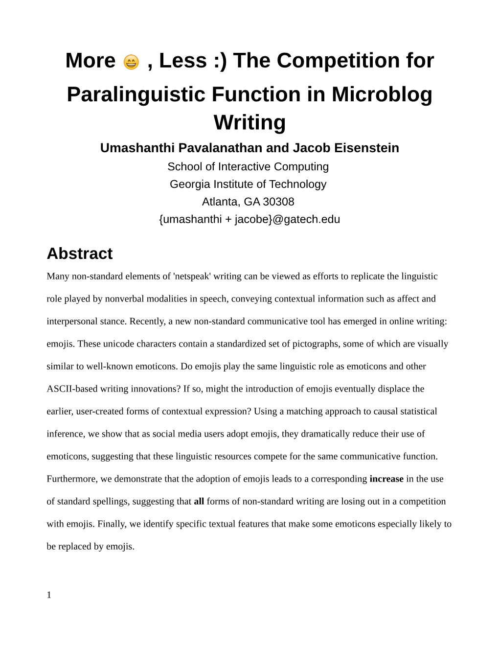The Competition for Paralinguistic Function in Microblog Writing