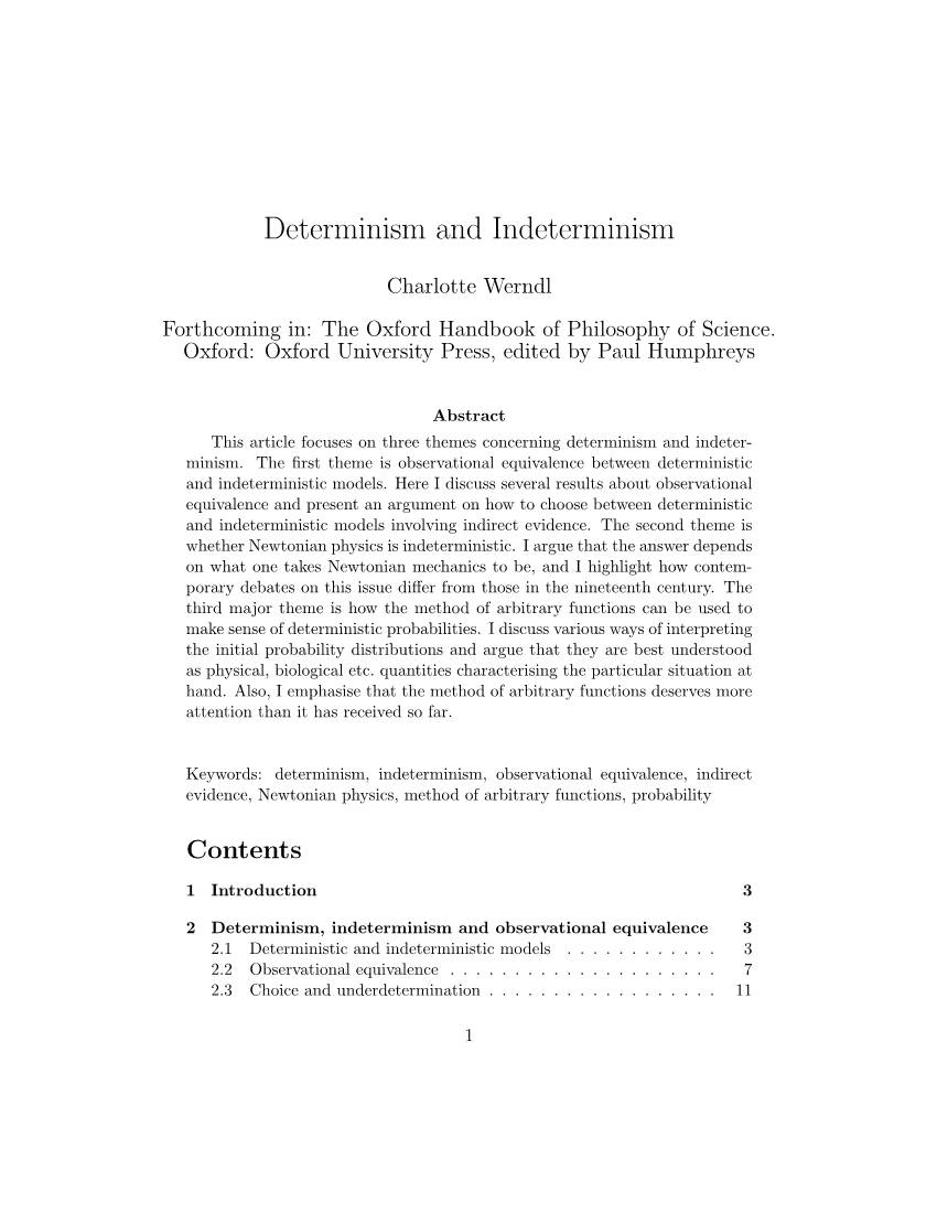 Determinism and Indeterminism