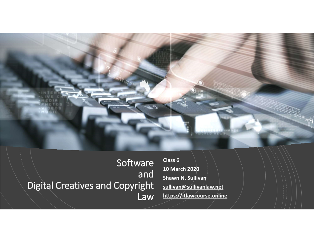 Software and Digital Creatives and Copyright