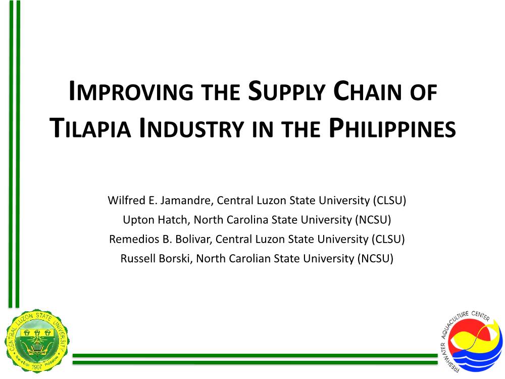 Improving the Supply Chain of Tilapia Industry in the Philippines
