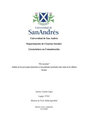 Universidad De San Andrés Departamento De Ciencias Sociales Licenciatura En Comunicación