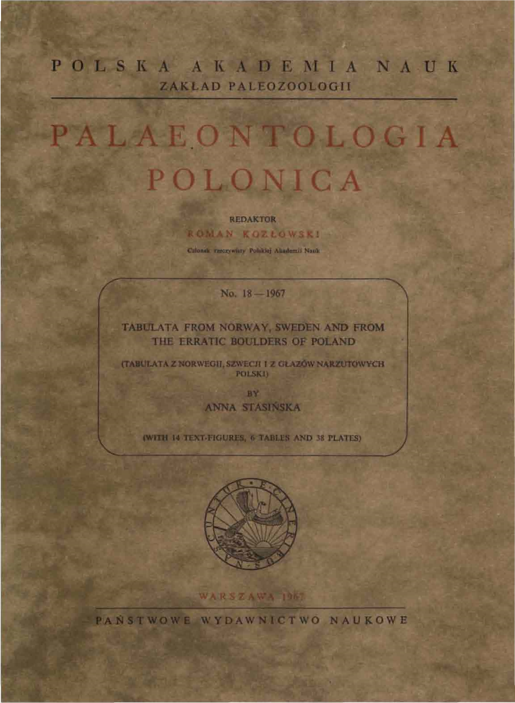 Tabulata from Norway, Sweden and from ... -.: Palaeontologia Polonica
