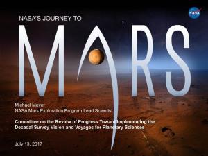 Michael Meyer NASA Mars Exploration Program Lead Scientist