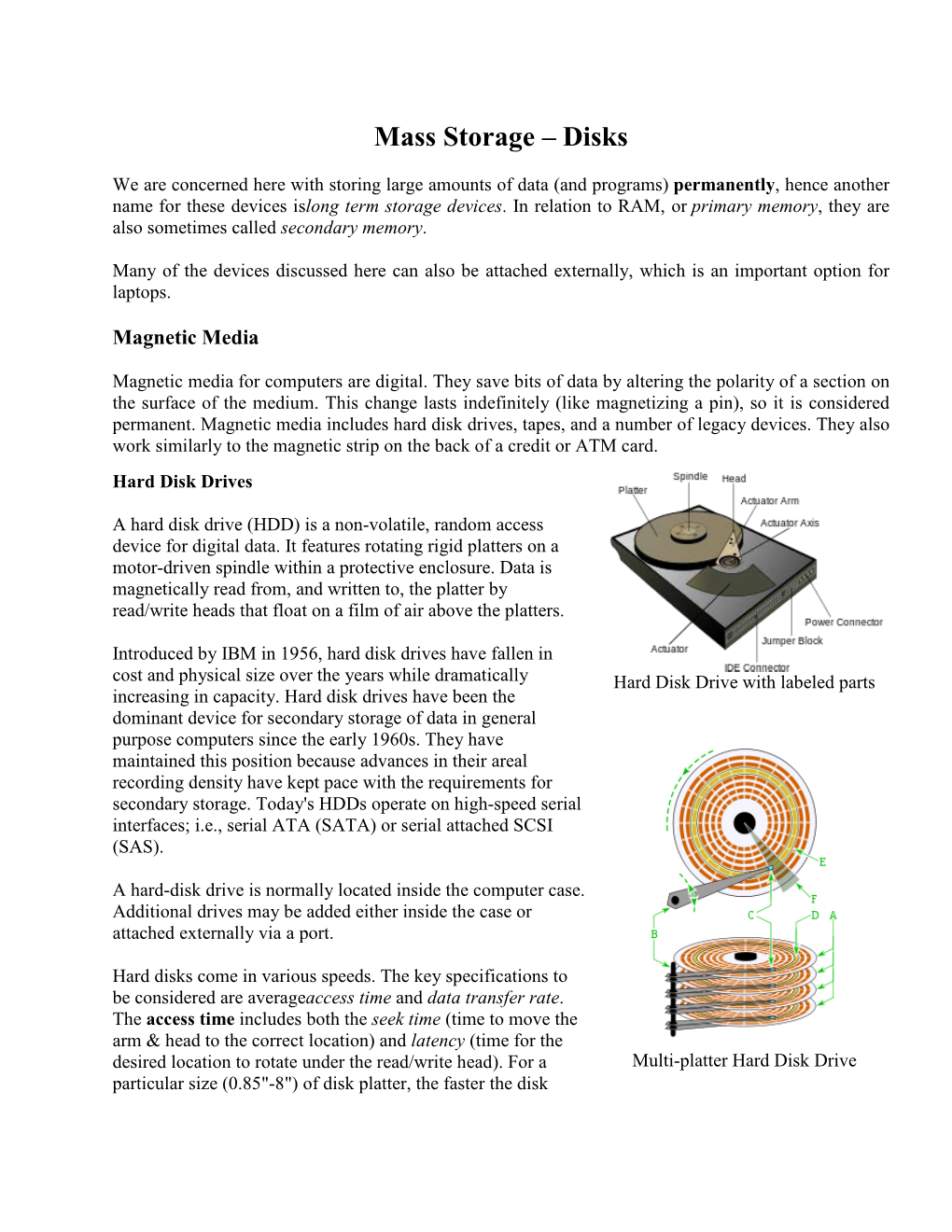 Mass Storage – Disks