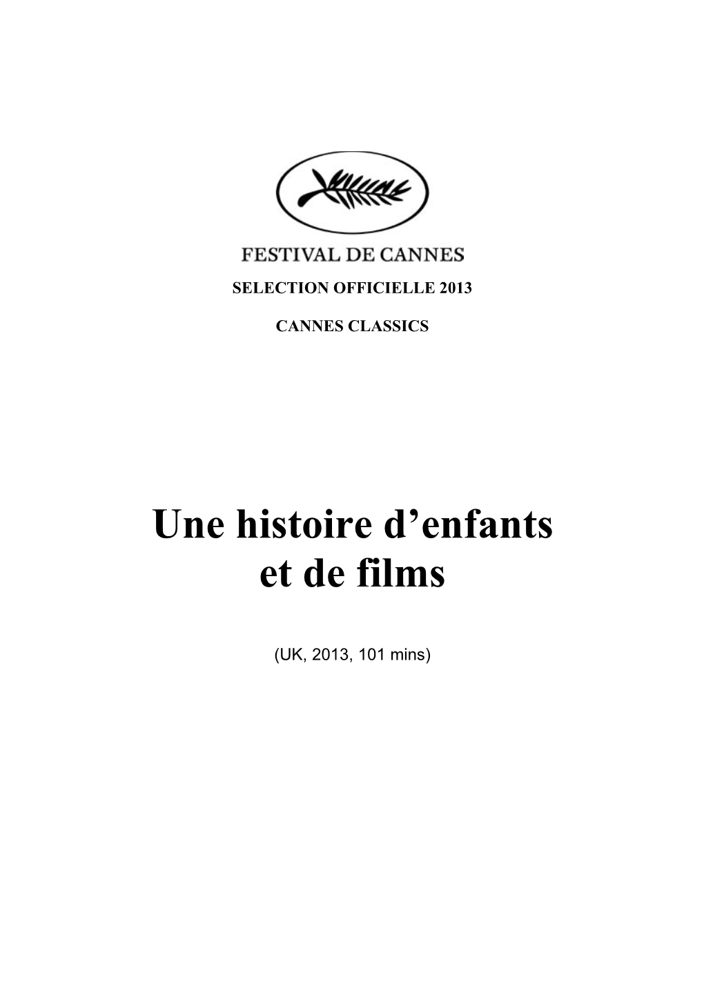 Une Histoire D'enfants Et De Films