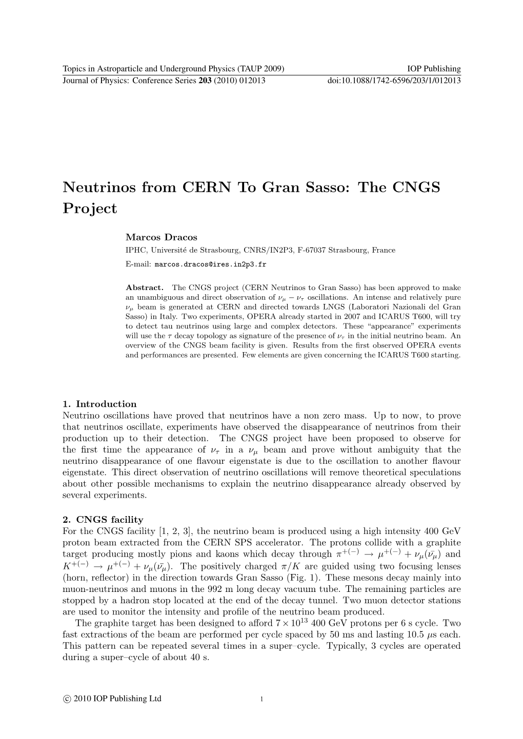Neutrinos from CERN to Gran Sasso: the CNGS Project