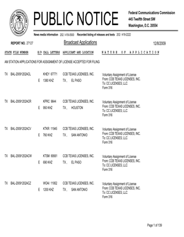 Broadcast Applications 12/8/2009