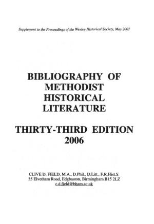 Clive D. Field, Bibliography of Methodist Historical Literature