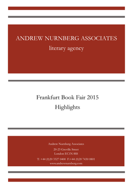 ANDREW NURNBERG ASSOCIATES Literary Agency Frankfurt Book Fair
