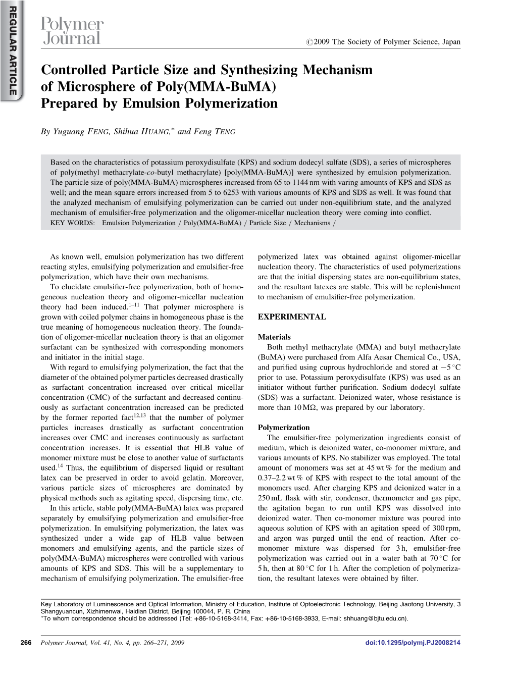 Prepared by Emulsion Polymerization