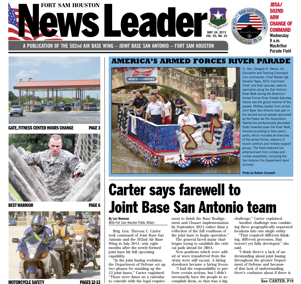 Carter Says Farewell to Joint Base San Antonio Team