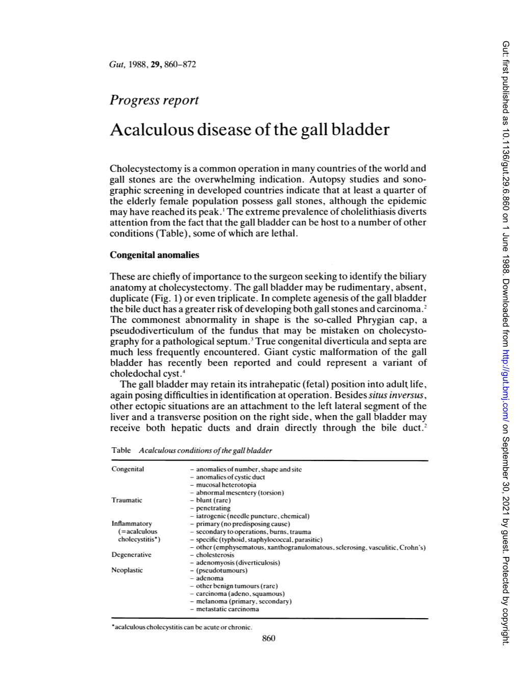 Acalculous Disease of the Gall Bladder