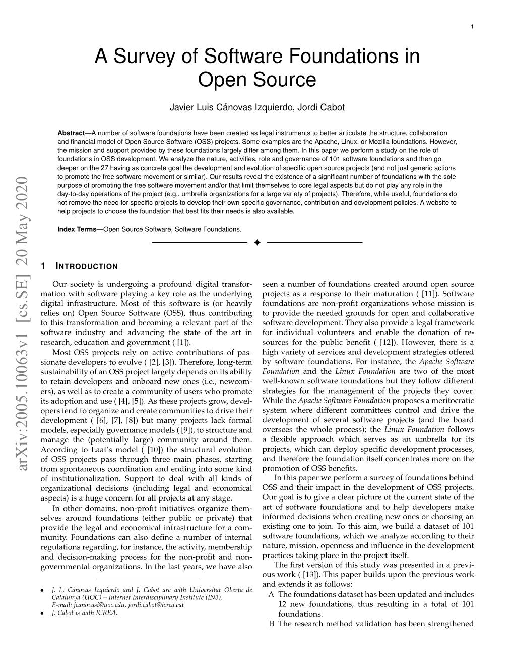 A Survey of Software Foundations in Open Source