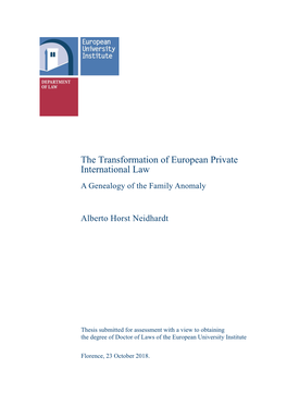 The Transformation of European Private International Law a Genealogy of the Family Anomaly