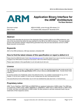 Application Binary Interface for the ARM Architecture