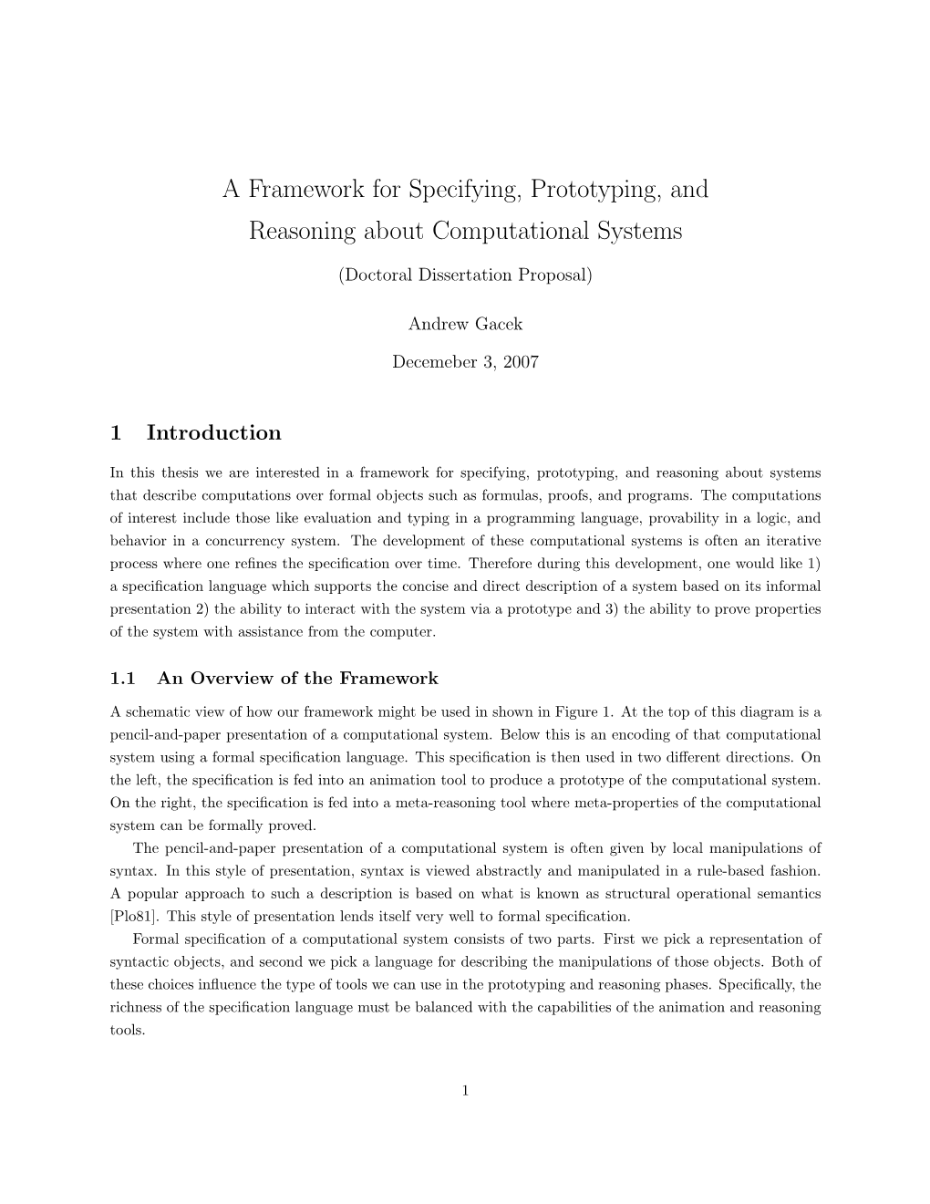 A Framework for Specifying, Prototyping, and Reasoning About Computational Systems