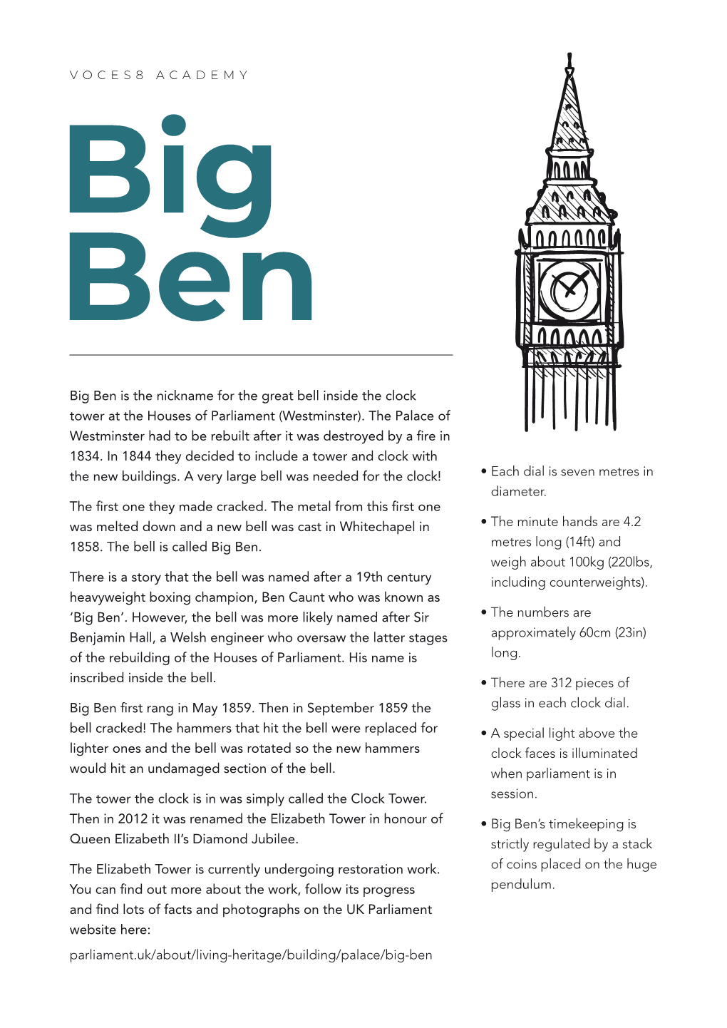 Big Ben Is the Nickname for the Great Bell Inside the Clock Tower at the Houses of Parliament (Westminster)