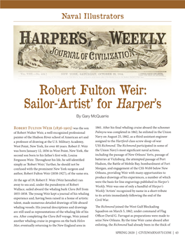 Robert Fulton Weir: Sailor-‘Artist’ for Harper’S by Gary Mcquarrie
