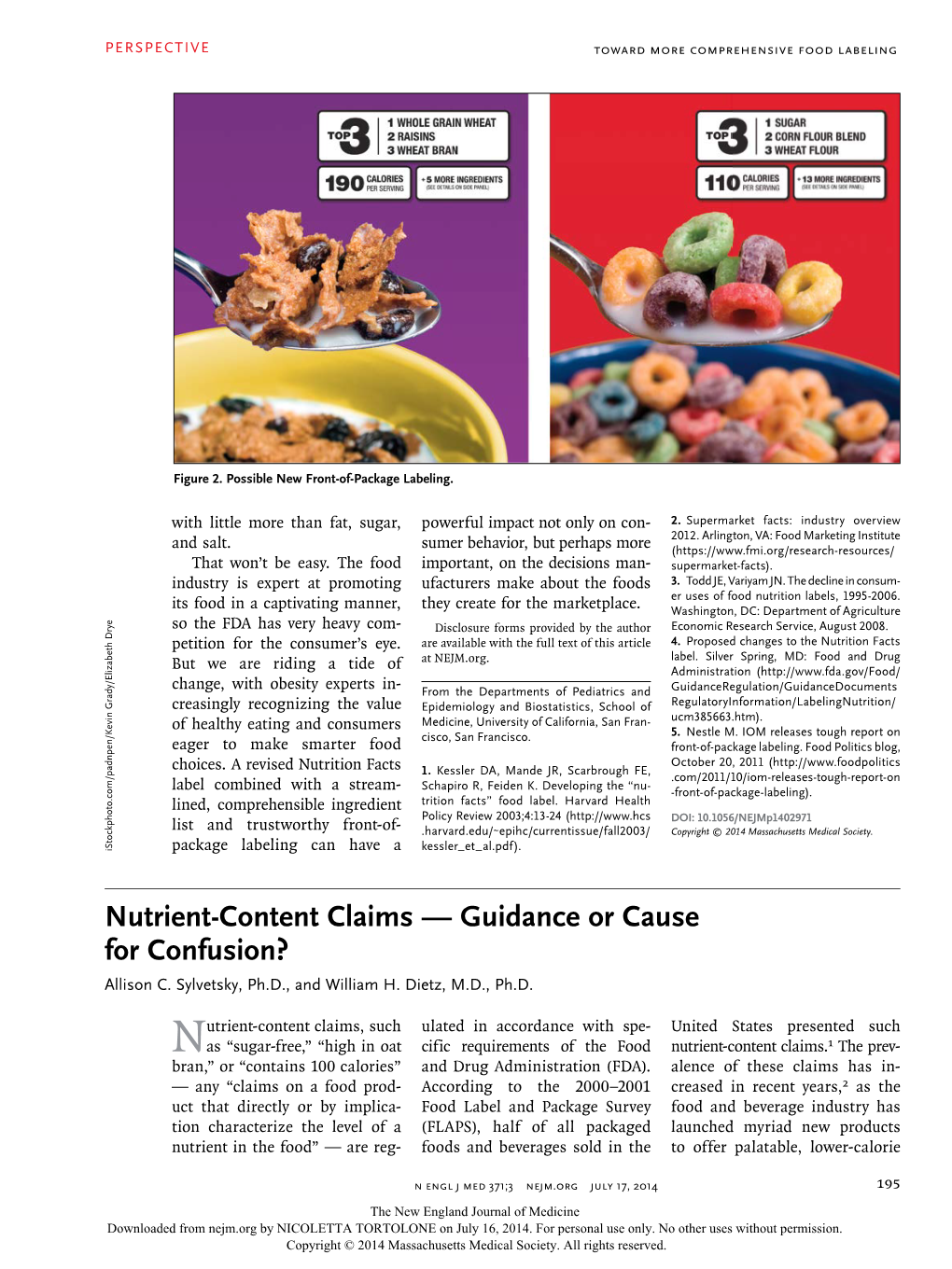 Nutrient-Content Claims — Guidance Or Cause for Confusion? Allison C