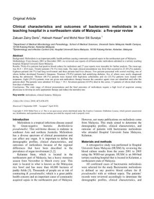 Original Article Clinical Characteristics and Outcomes of Bacteraemic