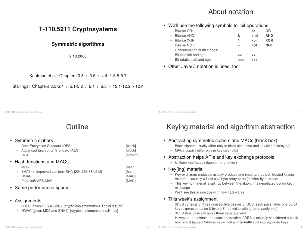 T110.5211 Cryptosystems
