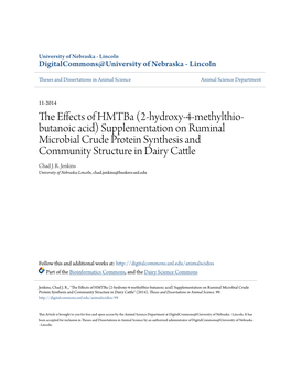 2-Hydroxy-4-Methylthio-Butanoic Acid) Supplementation on Ruminal Microbial Crude Protein Synthesis and Community Structure in Dairy Cattle" (2014)