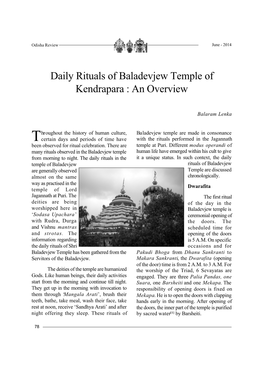 Daily Rituals of Baladevjew Temple of Kendrapara : an Overview