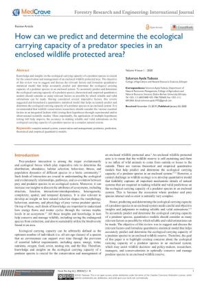 How Can We Predict and Determine the Ecological Carrying Capacity of a Predator Species in an Enclosed Wildlife Protected Area?
